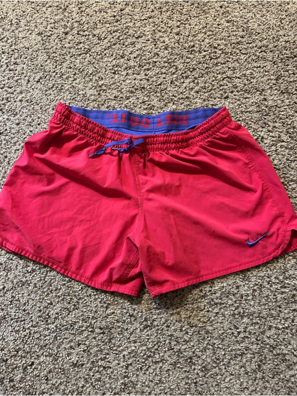 Nike Hot Pink Women's Running Shorts with Blue Accents